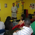 Bart sharing at a student evangelism workshop